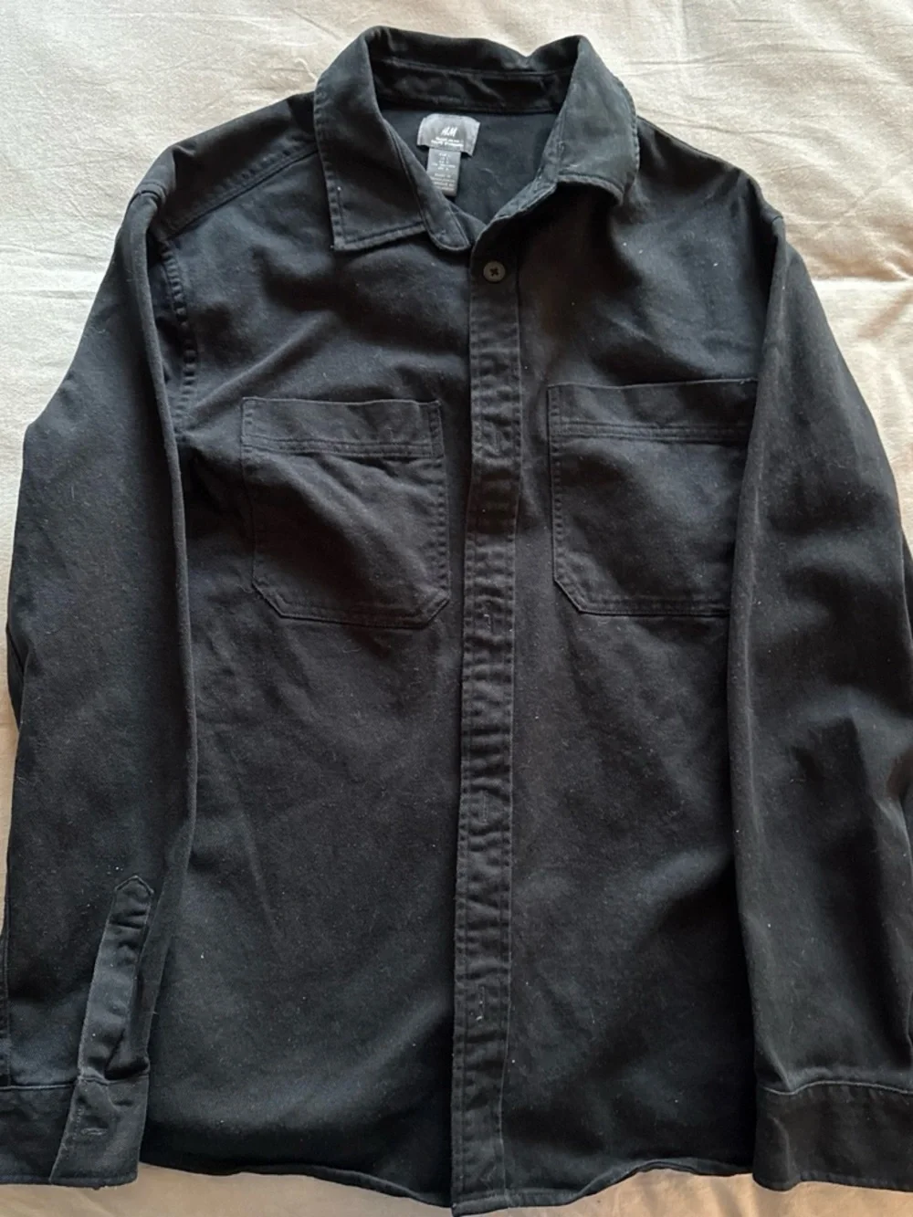 H&M Black Lightweight Shirt Jacket with Chest Pockets